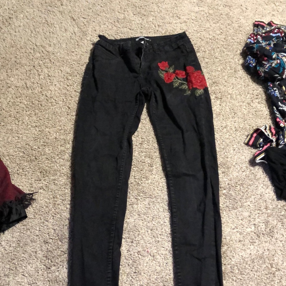 High waisted rose jeans!!